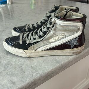 Golden Goose Slide Sneaker - Bordeaux Glitter and Ice Star